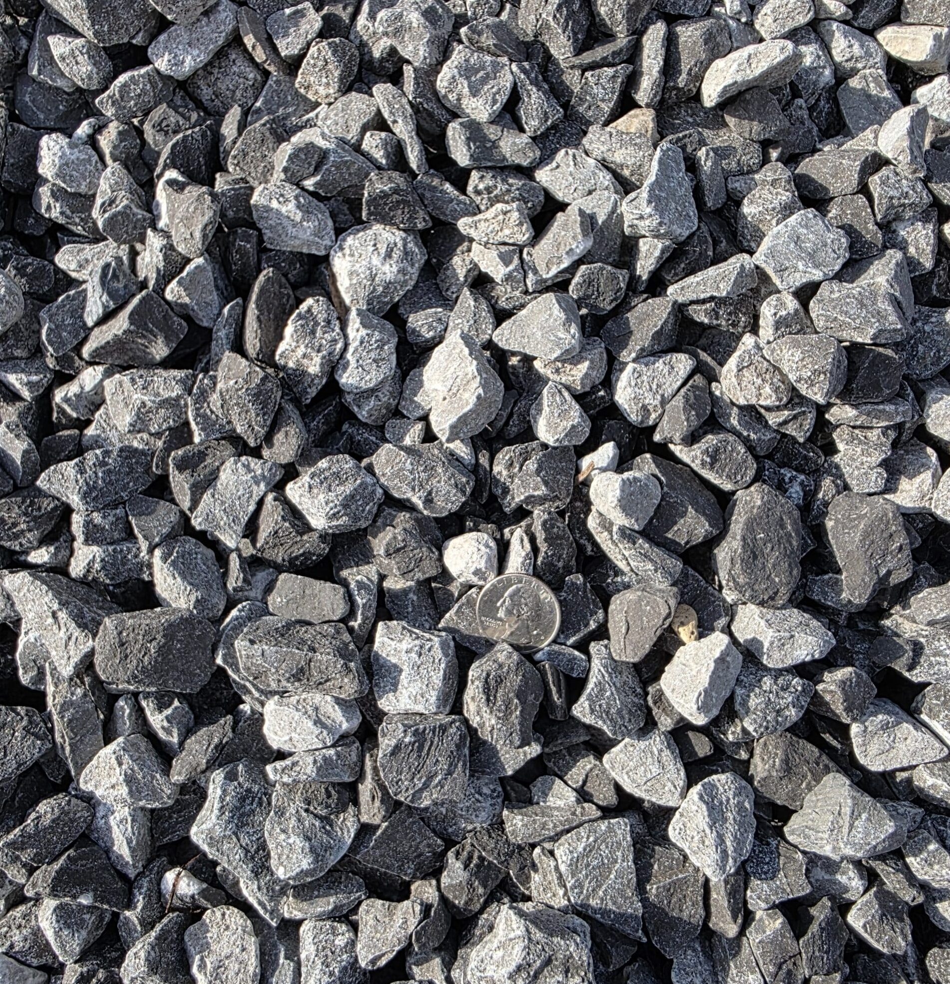 Driveway gravel size comparison in hand