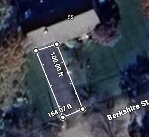 Example of measuring driveway with Google Maps