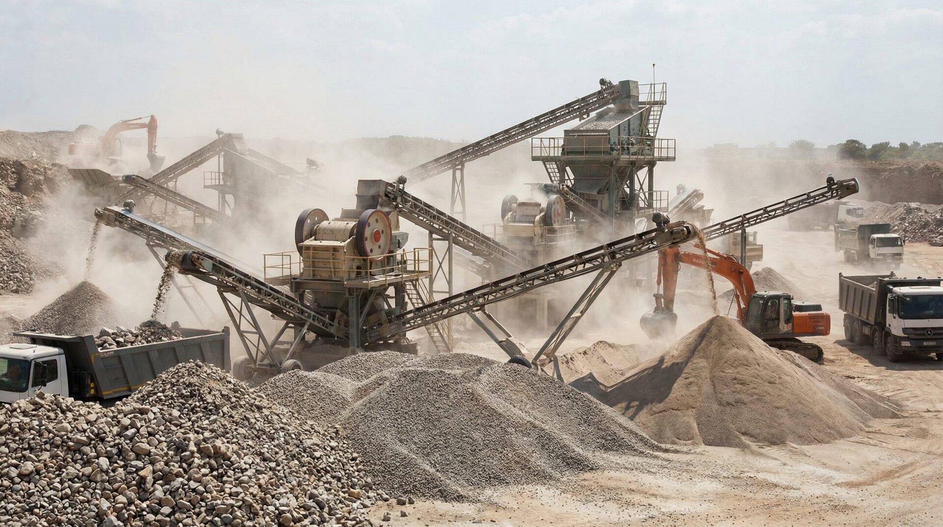 Crushing process showing how minus gravel is made with fines included