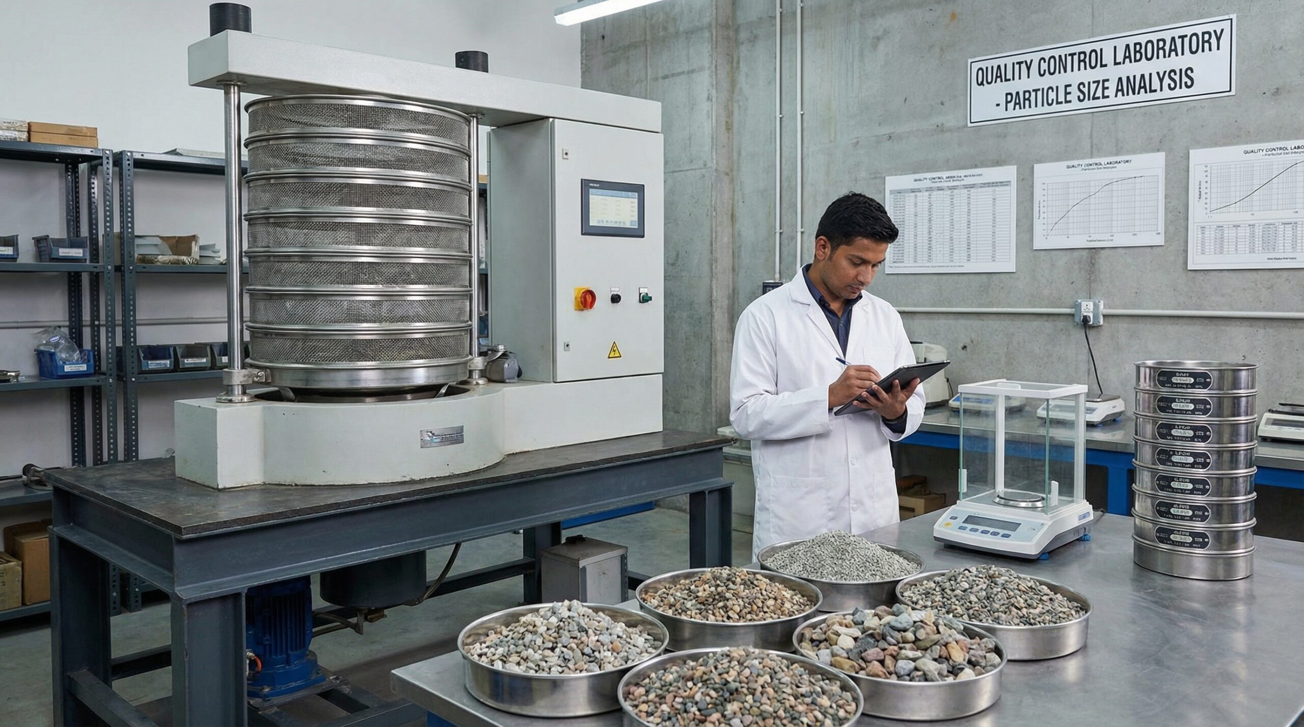 Professional sieve analysis equipment for gravel testing