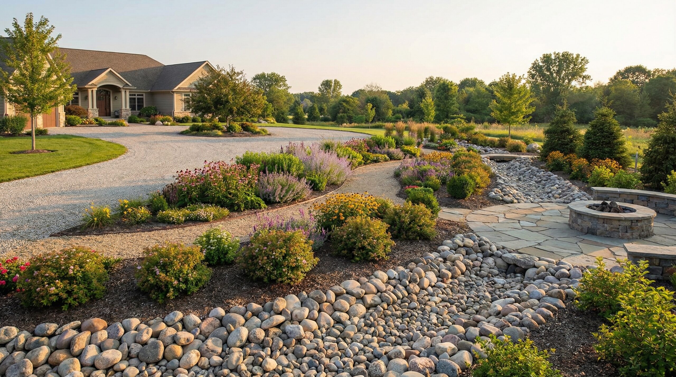 Comparison of different stone sizes for various landscaping applications