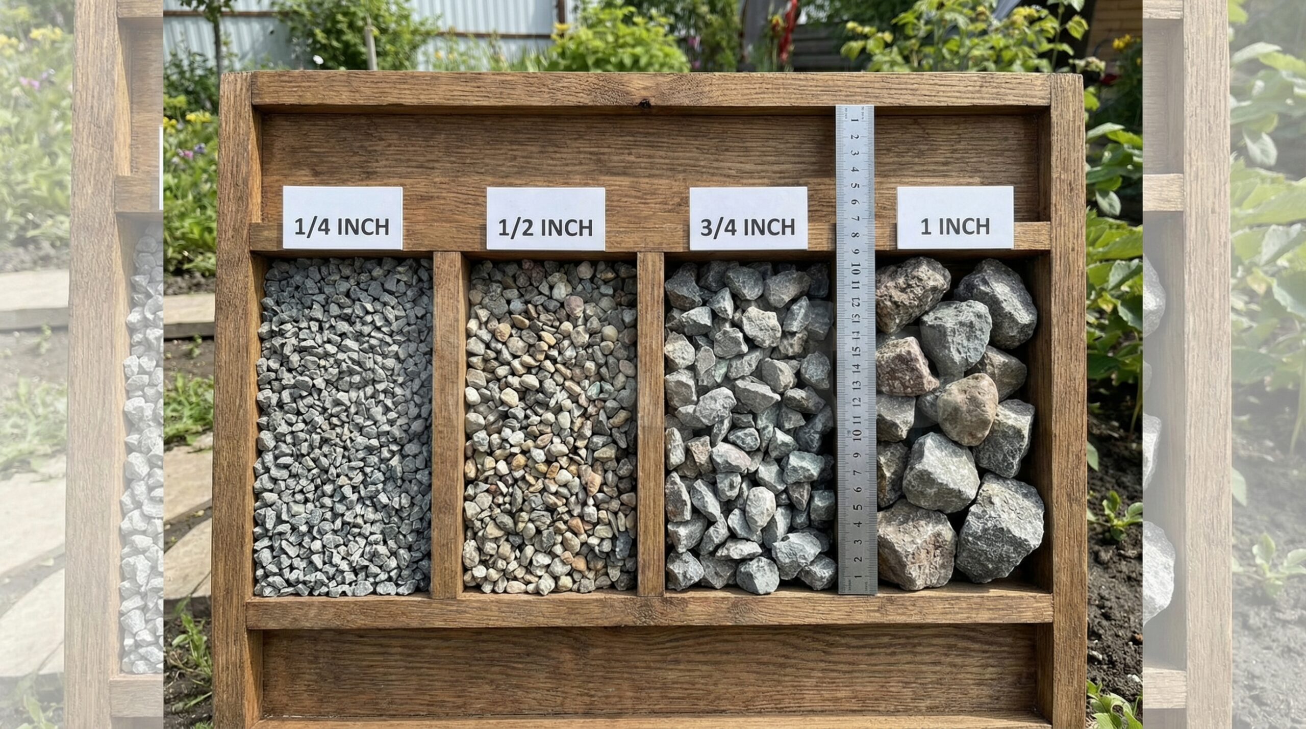 Visual comparison chart showing different crushed rock sizes