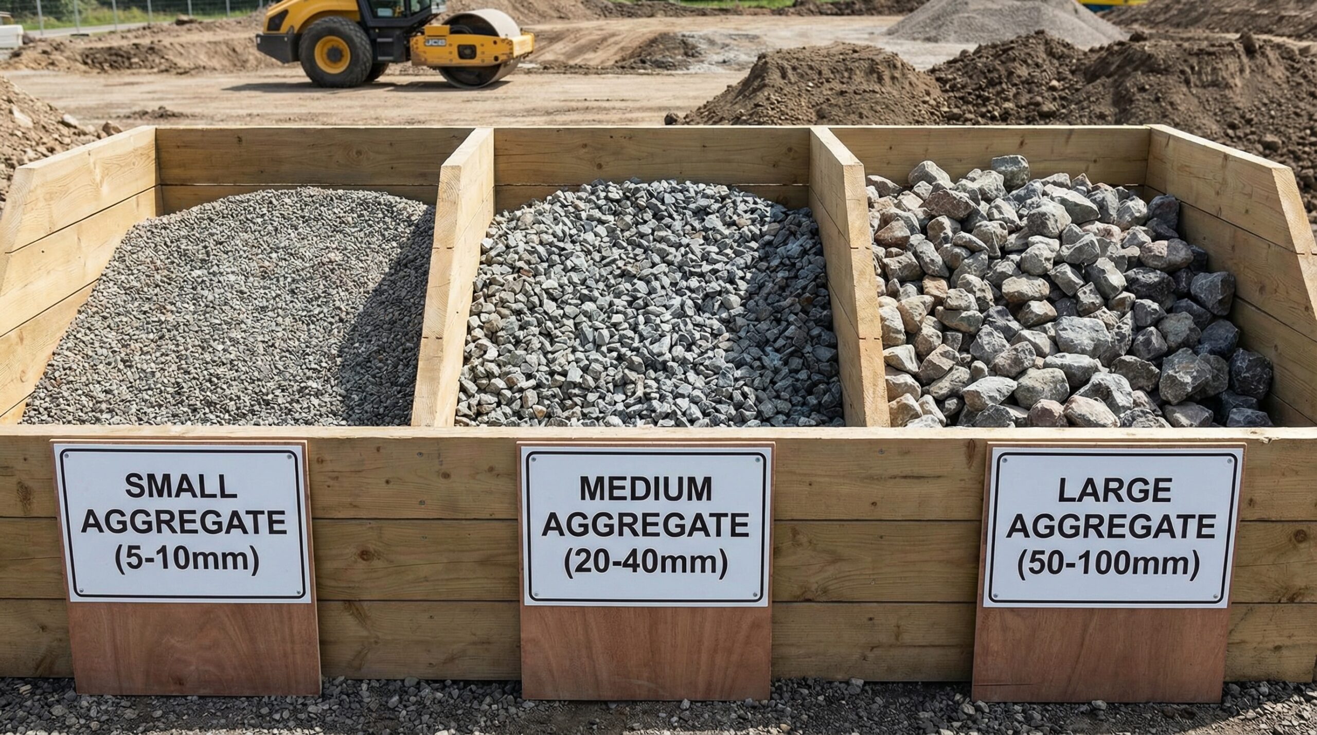 Crushed rock size comparison for road construction applications