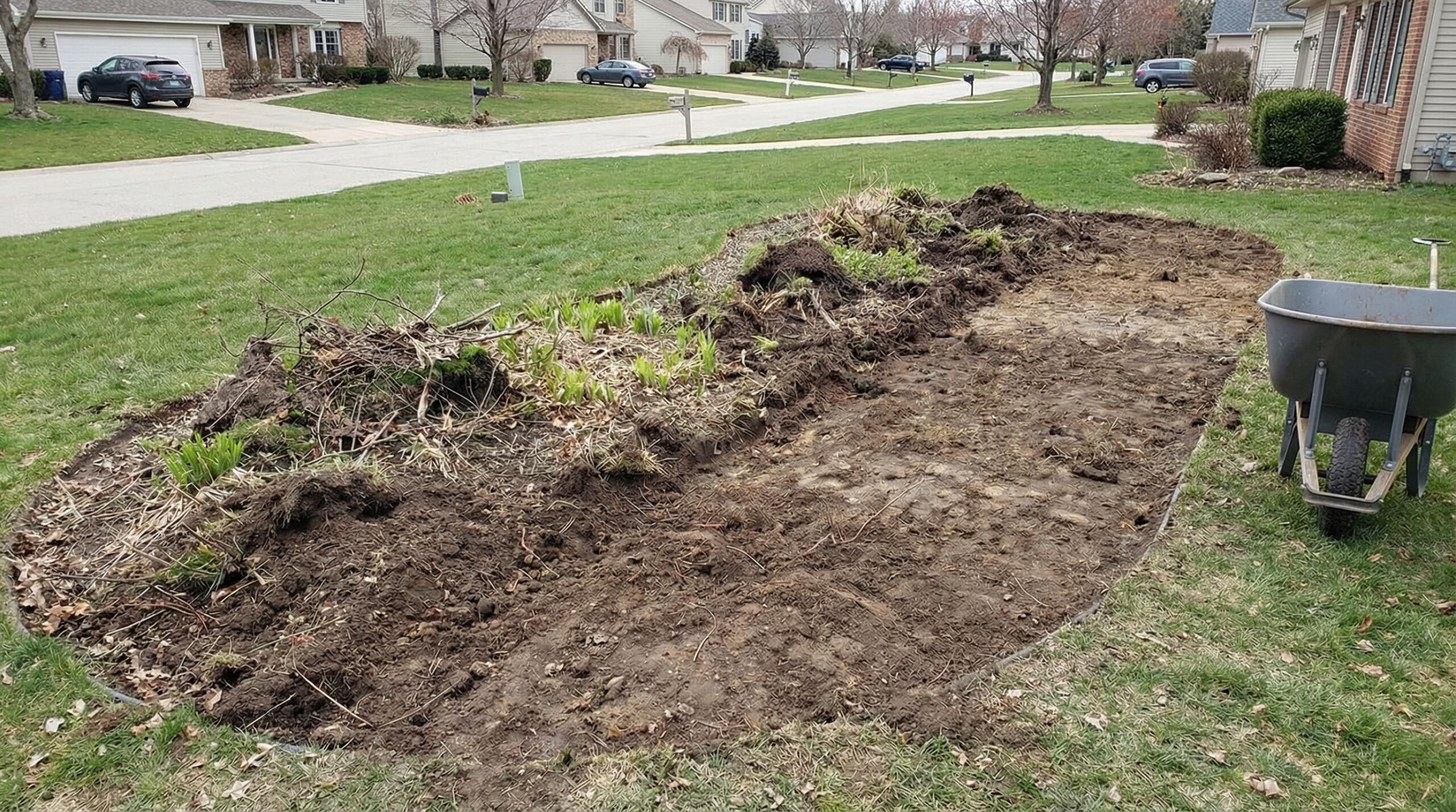 Step by step installation of crushed stone in garden bed