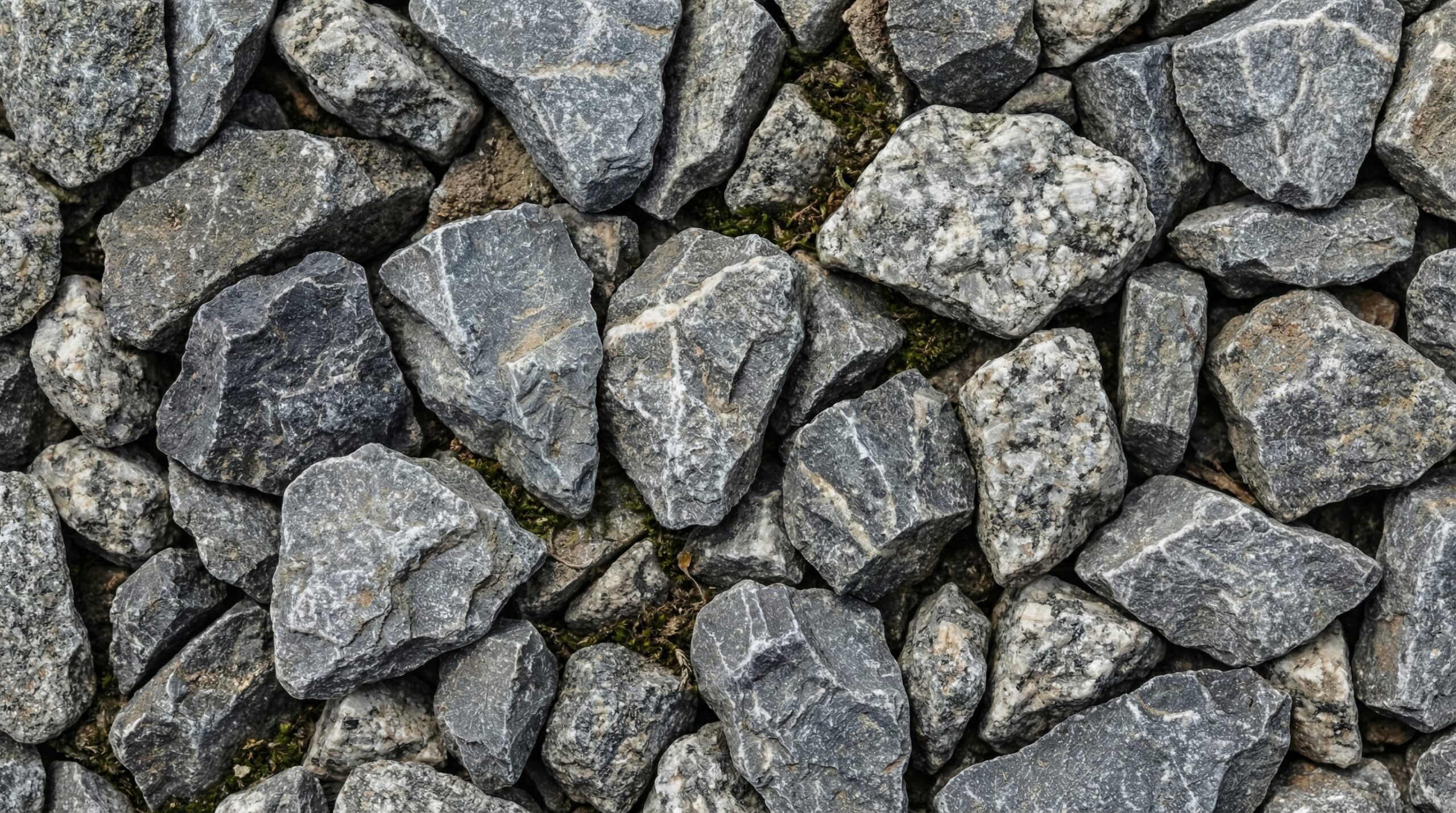 Crushed stone aggregate close-up texture