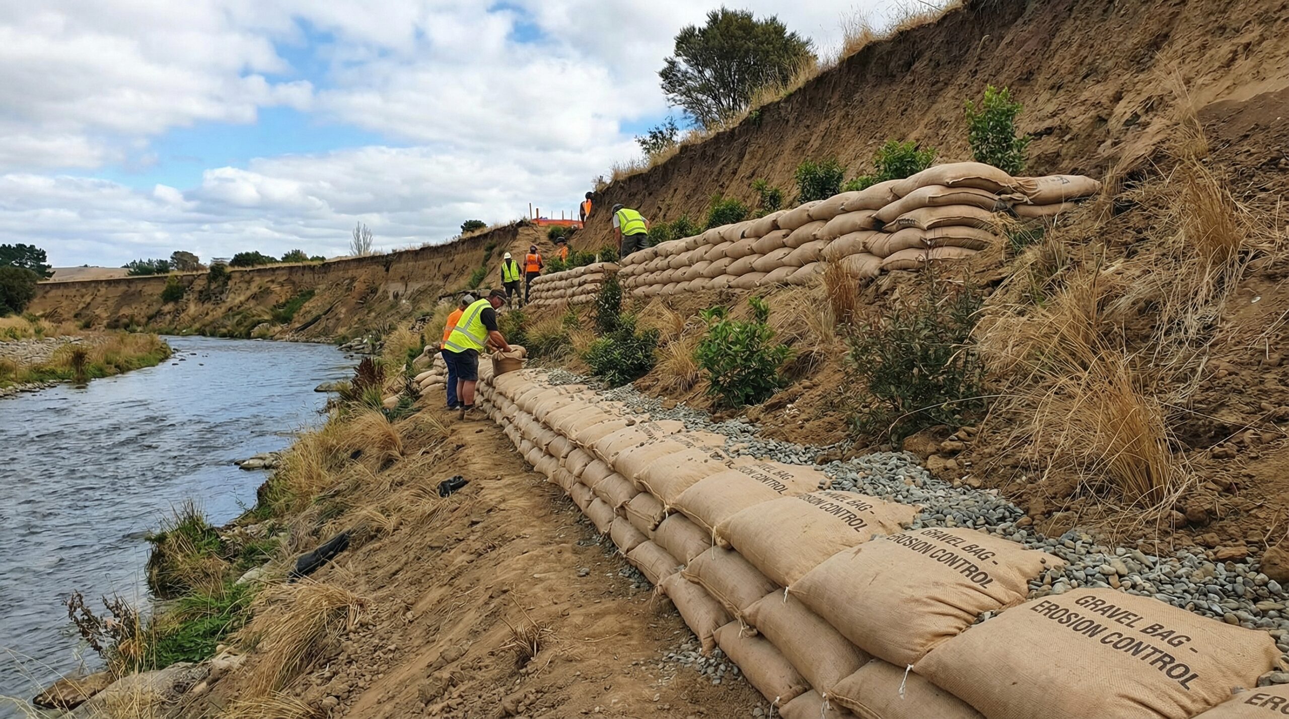 Gravel Bags Landscaping Erosion Control Application