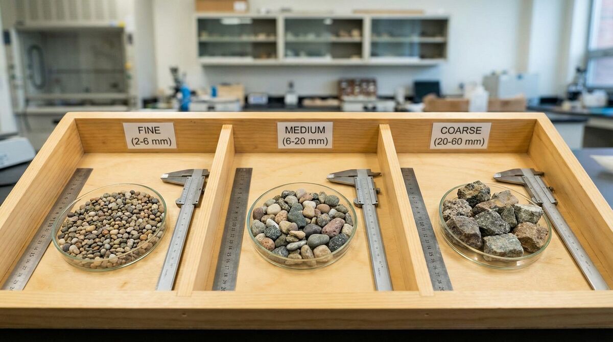 gravel size classification visual chart with measurements