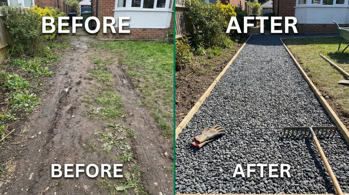 Before and after comparison of properly sized gravel installation