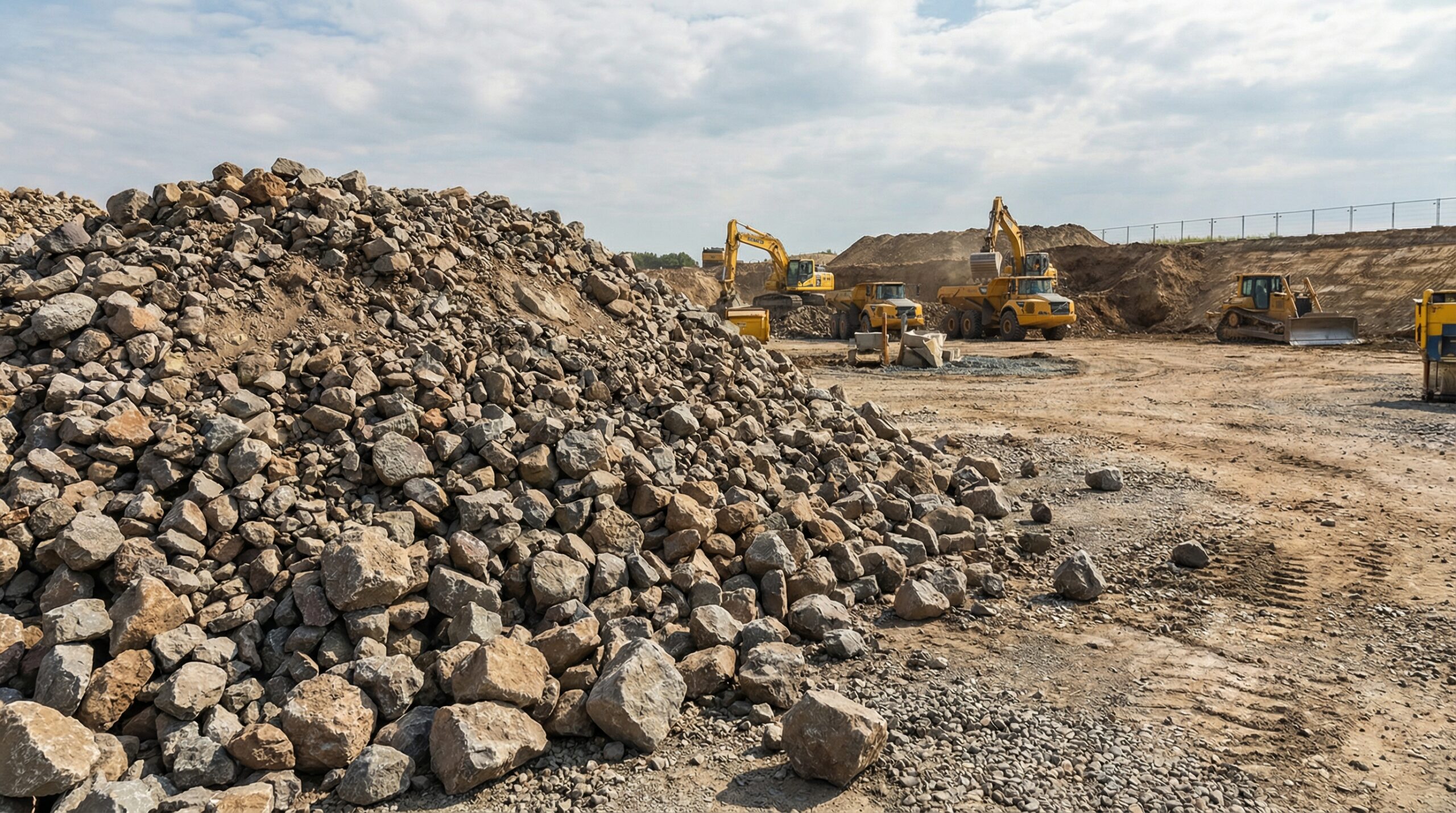 Large gravel aggregates in construction site application