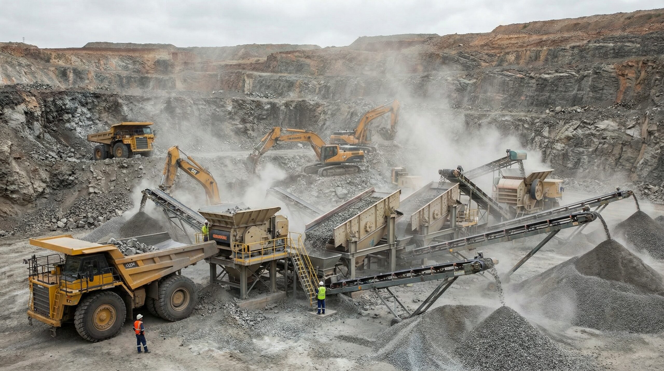 Quarry screening process machinery