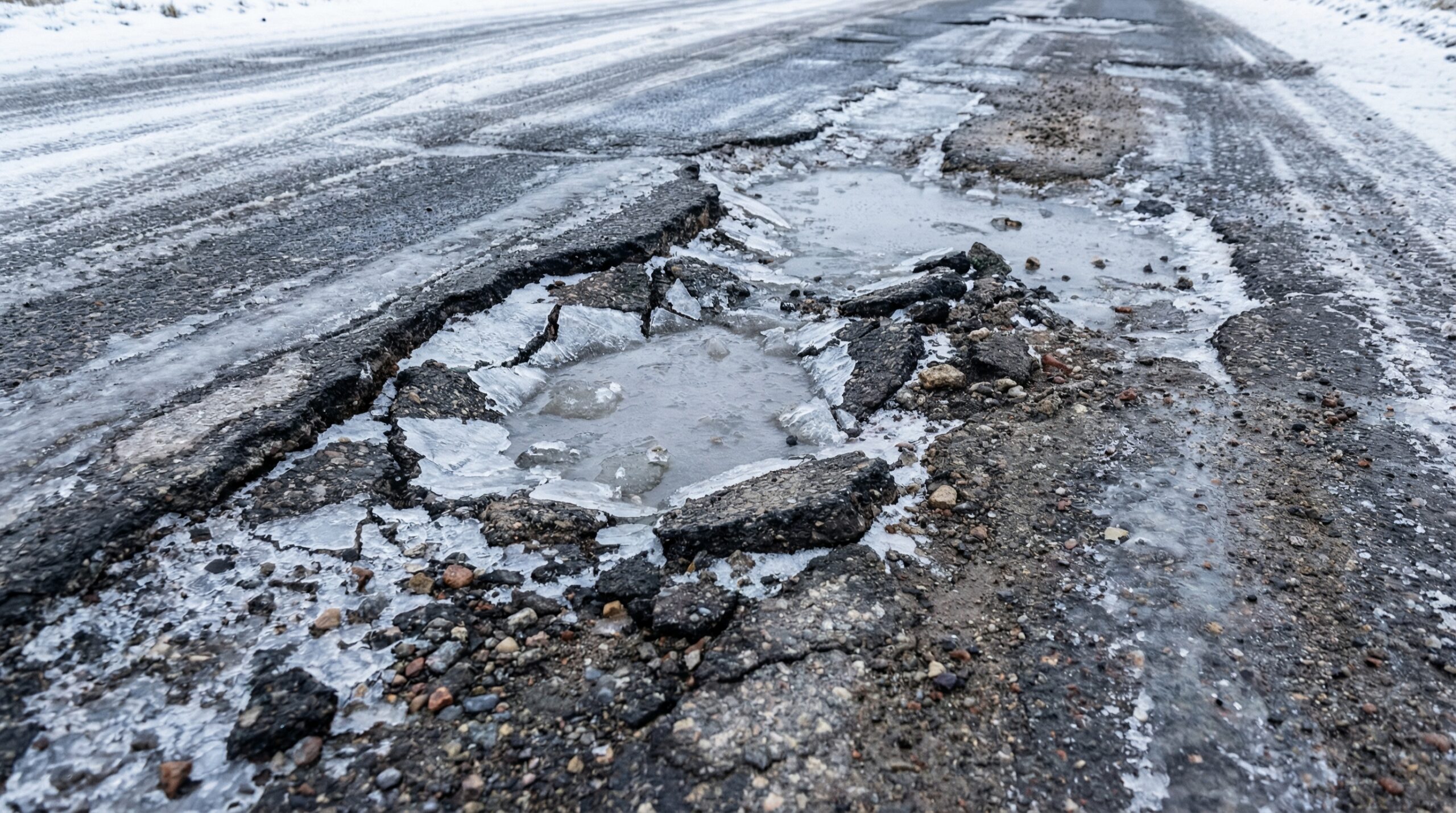 Road construction weather conditions freeze thaw damage