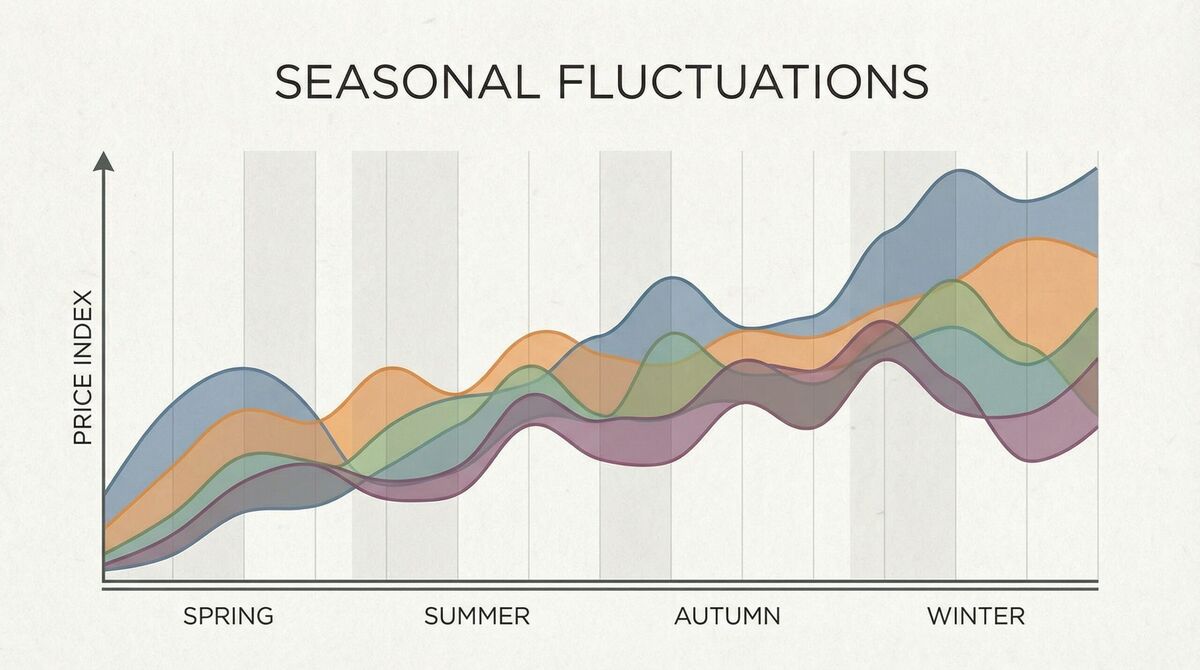Seasonal chart showing rock quarry price fluctuations throughout year