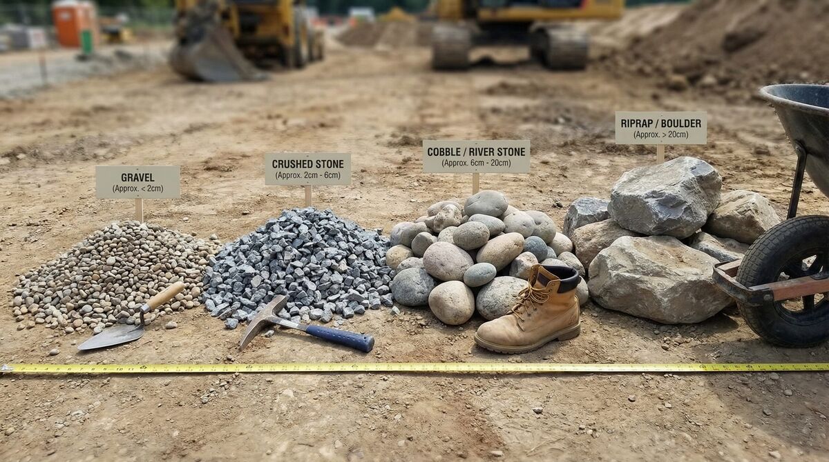 Stone size comparison visual guide