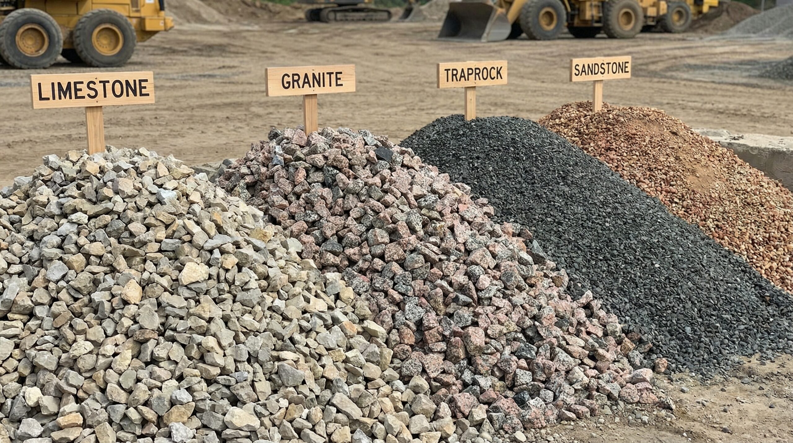 close-up comparison of different stone types in bags