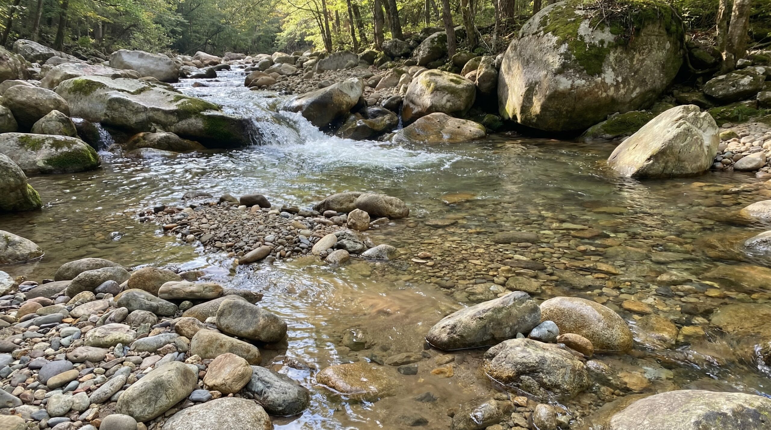 natural gravel formation process in riverbed