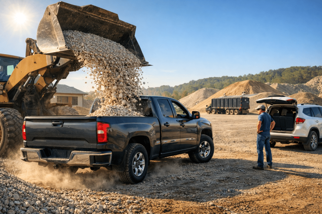 Visualization of SUV and gravel hauling
