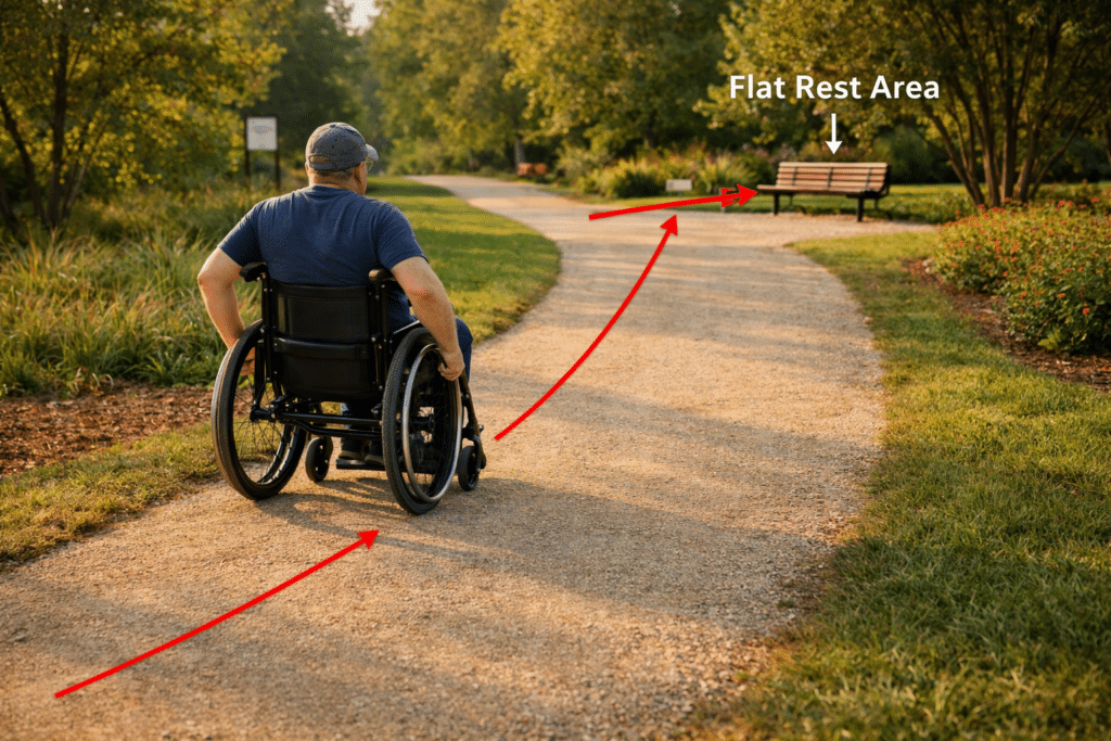 visualization of an accessible gravel pathway