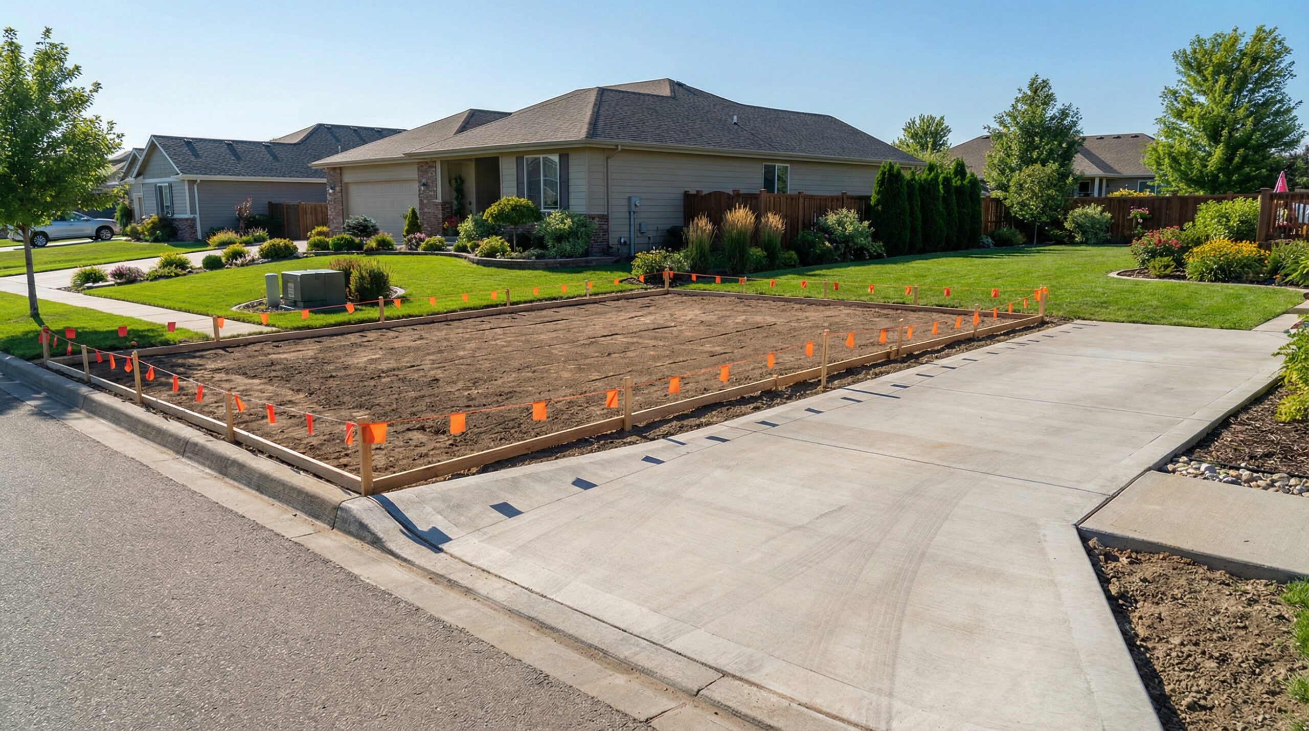 Residential property prepared for sand delivery